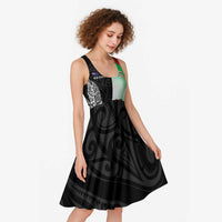 New Zealand and Wales Rugby Custom Midi Dress Aotearoa All Black Combine Welsh Dragon - Polynesian Pride