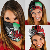New Zealand and Wales Rugby Custom Neck Gaiter Aotearoa All Black Combine Welsh Dragon - Polynesian Pride