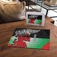 New Zealand and Wales Rugby Custom Puzzle Aotearoa All Black Combine Welsh Dragon - Polynesian Pride