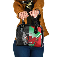 New Zealand and Wales Rugby Custom Shoulder Handbag Aotearoa All Black Combine Welsh Dragon - Polynesian Pride