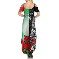 New Zealand and Wales Rugby Custom Summer Maxi Dress Aotearoa All Black Combine Welsh Dragon - Polynesian Pride