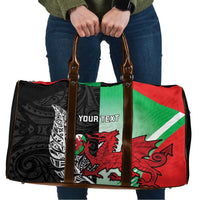 New Zealand and Wales Rugby Custom Travel Bag Aotearoa All Black Combine Welsh Dragon - Polynesian Pride