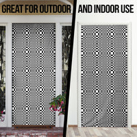 Black White Filipino Binakol Motifs Door Cover Mabuhay Philippines Festival Kusikus Pattern LT14 - Polynesian Pride