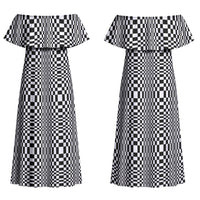 Black White Filipino Binakol Motifs Family Matching Off Shoulder Maxi Dress and Hawaiian Shirt Mabuhay Philippines Festival Kusikus Pattern LT14 Mom's Dress Black - Polynesian Pride