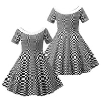 Black White Filipino Binakol Motifs Family Matching Off Shoulder Maxi Dress and Hawaiian Shirt Mabuhay Philippines Festival Kusikus Pattern LT14 Daughter's Dress Black - Polynesian Pride