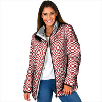 Red White Filipino Binakol Motifs Padded Jacket Mabuhay Philippines Festival Kusikus Pattern LT14 Women Red - Polynesian Pride