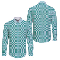Cyan Filipino Binakol Motifs Family Matching Off The Shoulder Long Sleeve Dress and Hawaiian Shirt Mabuhay Philippines Festival Kusikus Pattern LT14 Dad's Shirt - Long Sleeve Cyan - Polynesian Pride