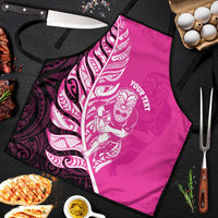 New Zealand Silver Fern Rugby Custom Apron All Black Maori Pattern Pink - Polynesian Pride