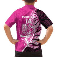 New Zealand Silver Fern Rugby Custom Kid Hawaiian Shirt All Black Maori Pattern Pink - Polynesian Pride