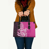 New Zealand Silver Fern Rugby Custom Leather Bag All Black Maori Pattern Pink LT14 - Polynesian Pride