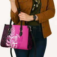 New Zealand Silver Fern Rugby Custom Leather Bag All Black Maori Pattern Pink LT14 - Polynesian Pride
