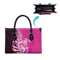 New Zealand Silver Fern Rugby Custom Leather Bag All Black Maori Pattern Pink LT14 - Polynesian Pride
