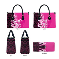 New Zealand Silver Fern Rugby Custom Leather Bag All Black Maori Pattern Pink LT14 - Polynesian Pride