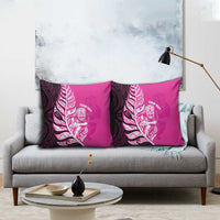 New Zealand Silver Fern Rugby Custom Pillow Cover All Black Maori Pattern Pink LT14 - Polynesian Pride