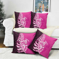 New Zealand Silver Fern Rugby Custom Pillow Cover All Black Maori Pattern Pink LT14 - Polynesian Pride