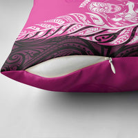 New Zealand Silver Fern Rugby Custom Pillow Cover All Black Maori Pattern Pink LT14 - Polynesian Pride