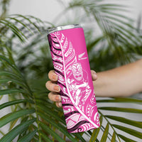New Zealand Silver Fern Rugby Custom Skinny Tumbler All Black Maori Pattern Pink LT14 - Polynesian Pride