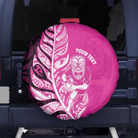 New Zealand Silver Fern Rugby Custom Spare Tire Cover All Black Maori Pattern Pink LT14 No hole Pink - Polynesian Pride