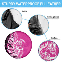 New Zealand Silver Fern Rugby Custom Spare Tire Cover All Black Maori Pattern Pink LT14 - Polynesian Pride