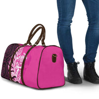 New Zealand Silver Fern Rugby Custom Travel Bag All Black Maori Pattern Pink LT14 - Polynesian Pride