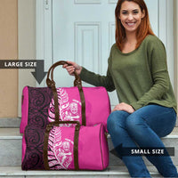 New Zealand Silver Fern Rugby Custom Travel Bag All Black Maori Pattern Pink LT14 - Polynesian Pride