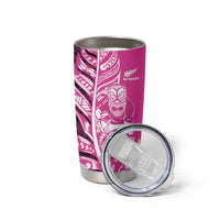 New Zealand Silver Fern Rugby Custom Tumbler Cup All Black Maori Pattern Pink - Polynesian Pride