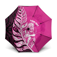 New Zealand Silver Fern Rugby Custom Umbrella All Black Maori Pattern Pink LT14 One Size Folded 11.42 inch Opened Diameter 37.4 inch Pink - Polynesian Pride