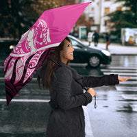 New Zealand Silver Fern Rugby Custom Umbrella All Black Maori Pattern Pink LT14 - Polynesian Pride