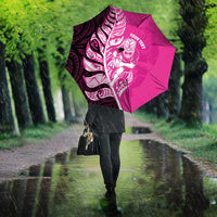 New Zealand Silver Fern Rugby Custom Umbrella All Black Maori Pattern Pink LT14 - Polynesian Pride