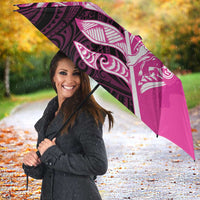 New Zealand Silver Fern Rugby Custom Umbrella All Black Maori Pattern Pink LT14 - Polynesian Pride