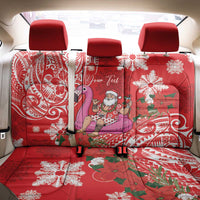 Personalized Hawaii Christmas Back Car Seat Cover Mele Kalikimaka Chilling Shaka Santa Flamingo - Polynesian Pride