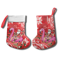 Personalized Hawaii Christmas Stocking Mele Kalikimaka Chilling Shaka Santa Flamingo - Polynesian Pride