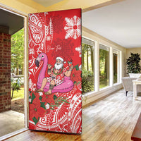 Personalized Hawaii Christmas Door Cover Mele Kalikimaka Chilling Shaka Santa Flamingo LT14 - Polynesian Pride