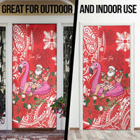 Personalized Hawaii Christmas Door Cover Mele Kalikimaka Chilling Shaka Santa Flamingo LT14 - Polynesian Pride