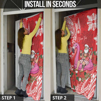 Personalized Hawaii Christmas Door Cover Mele Kalikimaka Chilling Shaka Santa Flamingo LT14 - Polynesian Pride
