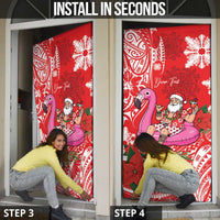 Personalized Hawaii Christmas Door Cover Mele Kalikimaka Chilling Shaka Santa Flamingo LT14 - Polynesian Pride