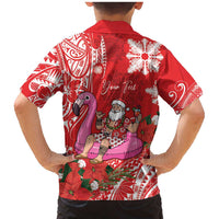 Personalized Hawaii Christmas Family Matching Mermaid Dress and Hawaiian Shirt Mele Kalikimaka Chilling Shaka Santa Flamingo - Polynesian Pride
