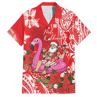 Personalized Hawaii Christmas Family Matching Puletasi and Hawaiian Shirt Mele Kalikimaka Chilling Shaka Santa Flamingo - Polynesian Pride
