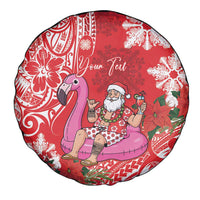 Personalized Hawaii Christmas Spare Tire Cover Mele Kalikimaka Chilling Shaka Santa Flamingo - Polynesian Pride