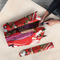 Personalized Hawaii Christmas Umbrella Mele Kalikimaka Chilling Shaka Santa Flamingo LT14 - Polynesian Pride