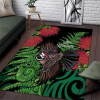 Meri Kirihimete New Zealand Area Rug Piwakawaka Koru Fern Mix Pohutukawa - Polynesian Pride