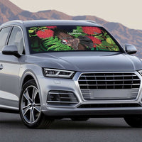 Meri Kirihimete New Zealand Auto Sun Shade Piwakawaka Koru Fern Mix Pohutukawa - Polynesian Pride