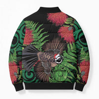 Meri Kirihimete New Zealand Bomber Puffer Jacket Piwakawaka Koru Fern Mix Pohutukawa - Polynesian Pride