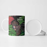 Meri Kirihimete New Zealand Ceramic Mug Piwakawaka Koru Fern Mix Pohutukawa - Polynesian Pride
