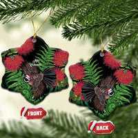 Meri Kirihimete New Zealand Ceramic Ornament Piwakawaka Koru Fern Mix Pohutukawa - Polynesian Pride