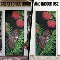 Meri Kirihimete New Zealand Door Cover Piwakawaka Koru Fern Mix Pohutukawa - Polynesian Pride
