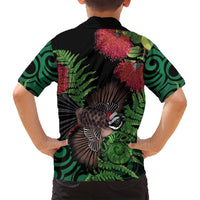 Meri Kirihimete New Zealand Family Matching Puletasi and Hawaiian Shirt Piwakawaka Koru Fern Mix Pohutukawa - Polynesian Pride