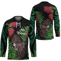 Meri Kirihimete New Zealand Hockey Jersey Piwakawaka Koru Fern Mix Pohutukawa - Polynesian Pride