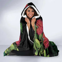 Meri Kirihimete New Zealand Hooded Blanket Piwakawaka Koru Fern Mix Pohutukawa - Polynesian Pride