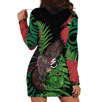 Meri Kirihimete New Zealand Hoodie Dress Piwakawaka Koru Fern Mix Pohutukawa - Polynesian Pride
